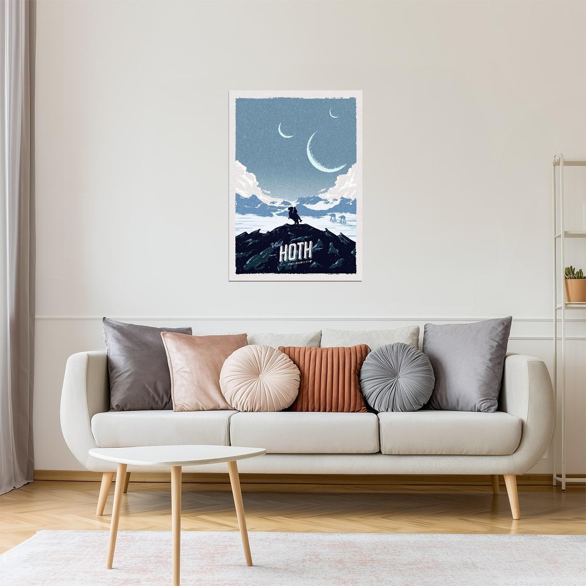 Hoth Travel Poster | Minimalist Star Wars Inspired Art | Sci-Fi Wall Decor