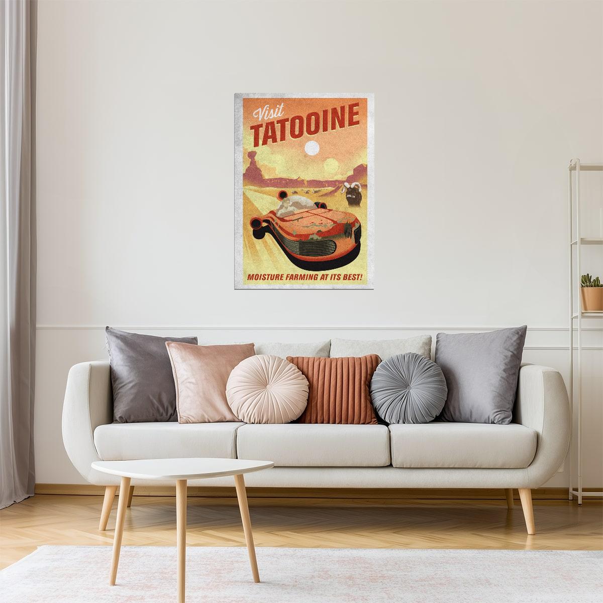 Visit Tatooine Travel Poster | Retro Star Wars Art | Sci-Fi Wall Decor