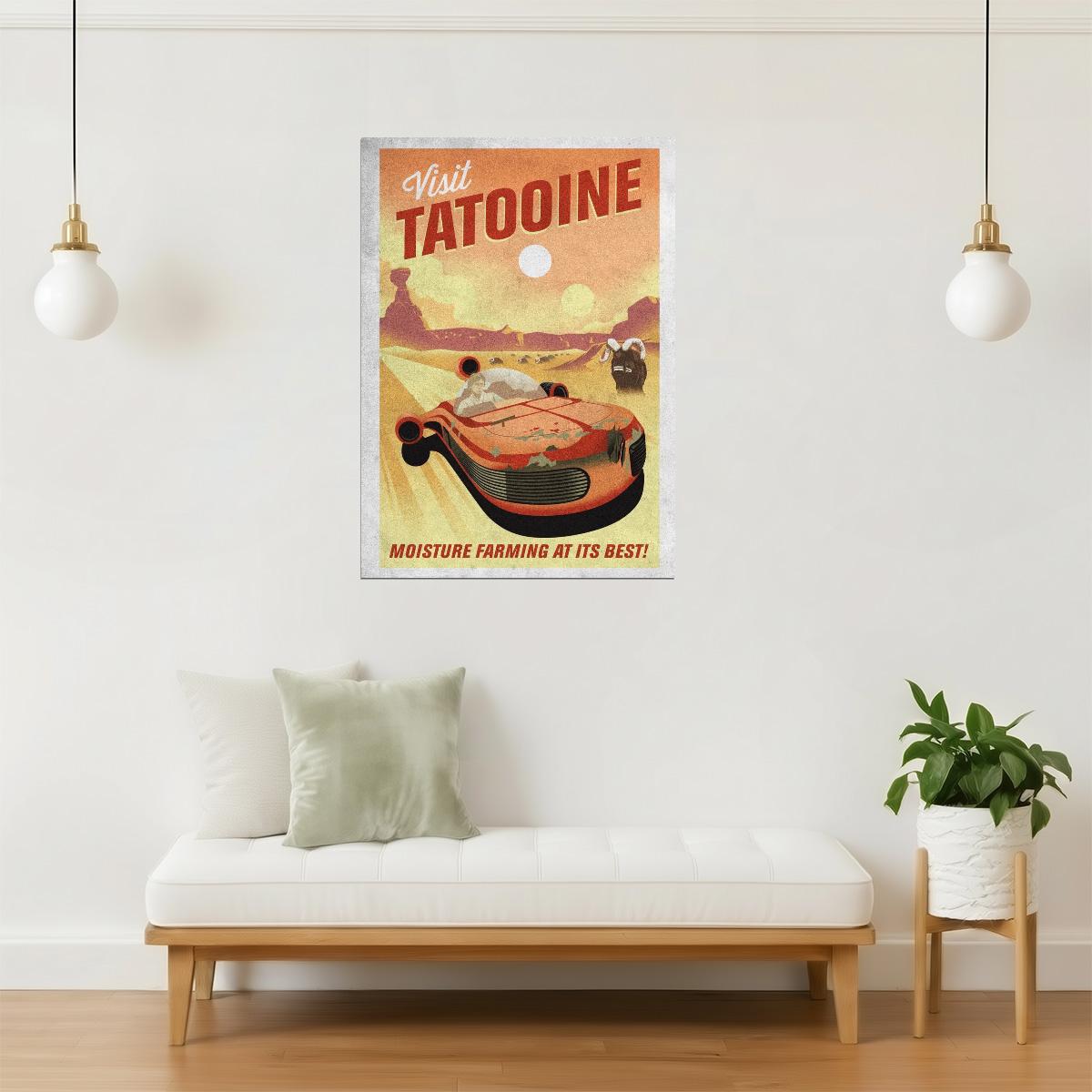 Visit Tatooine Travel Poster | Retro Star Wars Art | Sci-Fi Wall Decor