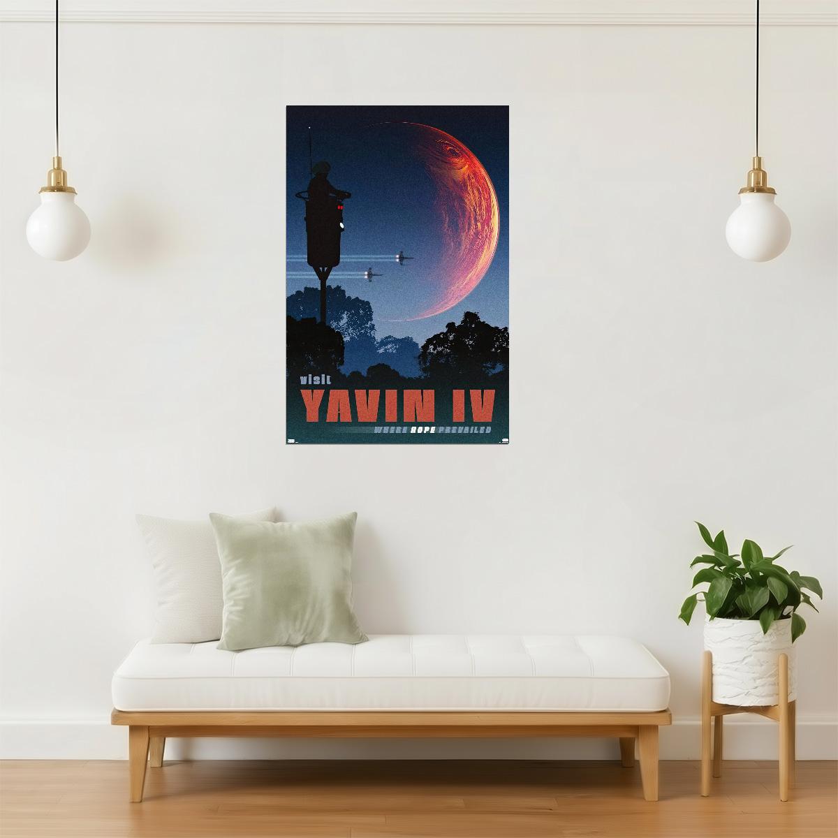 Yavin IV Space Travel Poster | Retro Star Wars Art | Sci-Fi Wall Decor