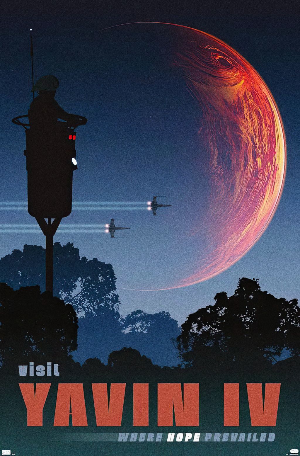 Yavin IV Space Travel Poster | Retro Star Wars Art | Sci-Fi Wall Decor