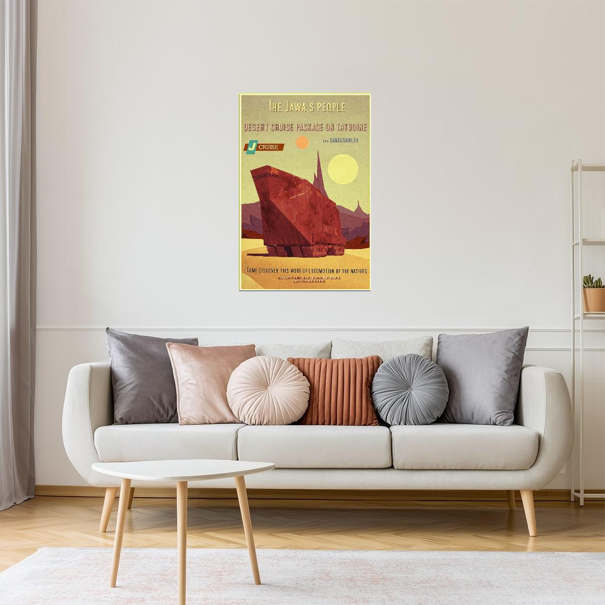 Jundland Wastes Travel Poster | Tatooine Star Wars Art | Jawa Sandcrawler Decor