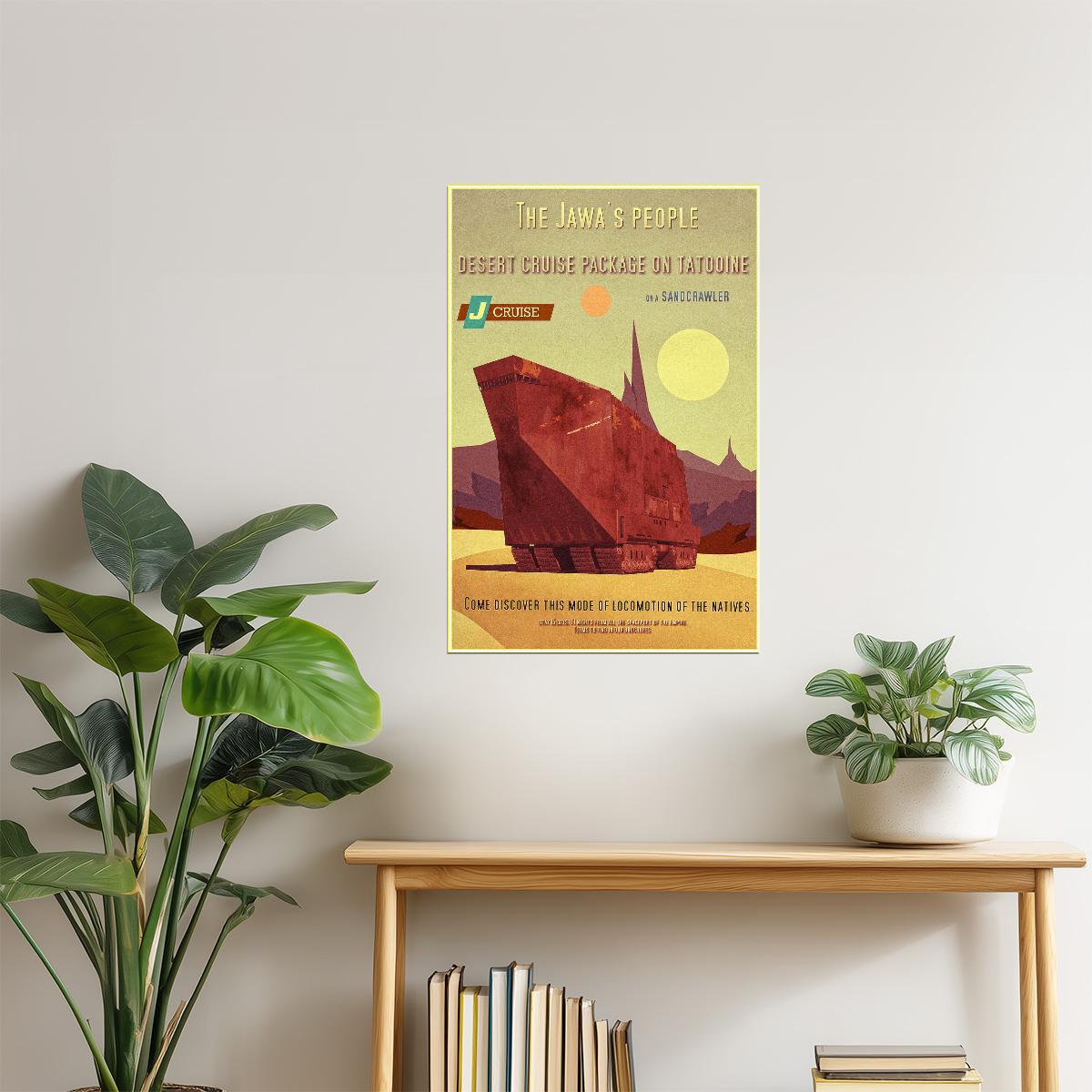 Jundland Wastes Travel Poster | Tatooine Star Wars Art | Jawa Sandcrawler Decor