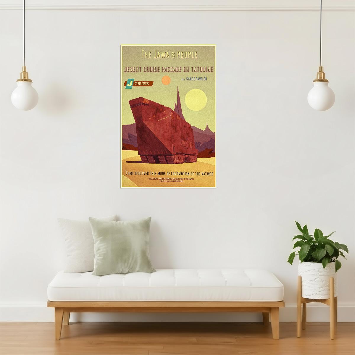 Jundland Wastes Travel Poster | Tatooine Star Wars Art | Jawa Sandcrawler Decor