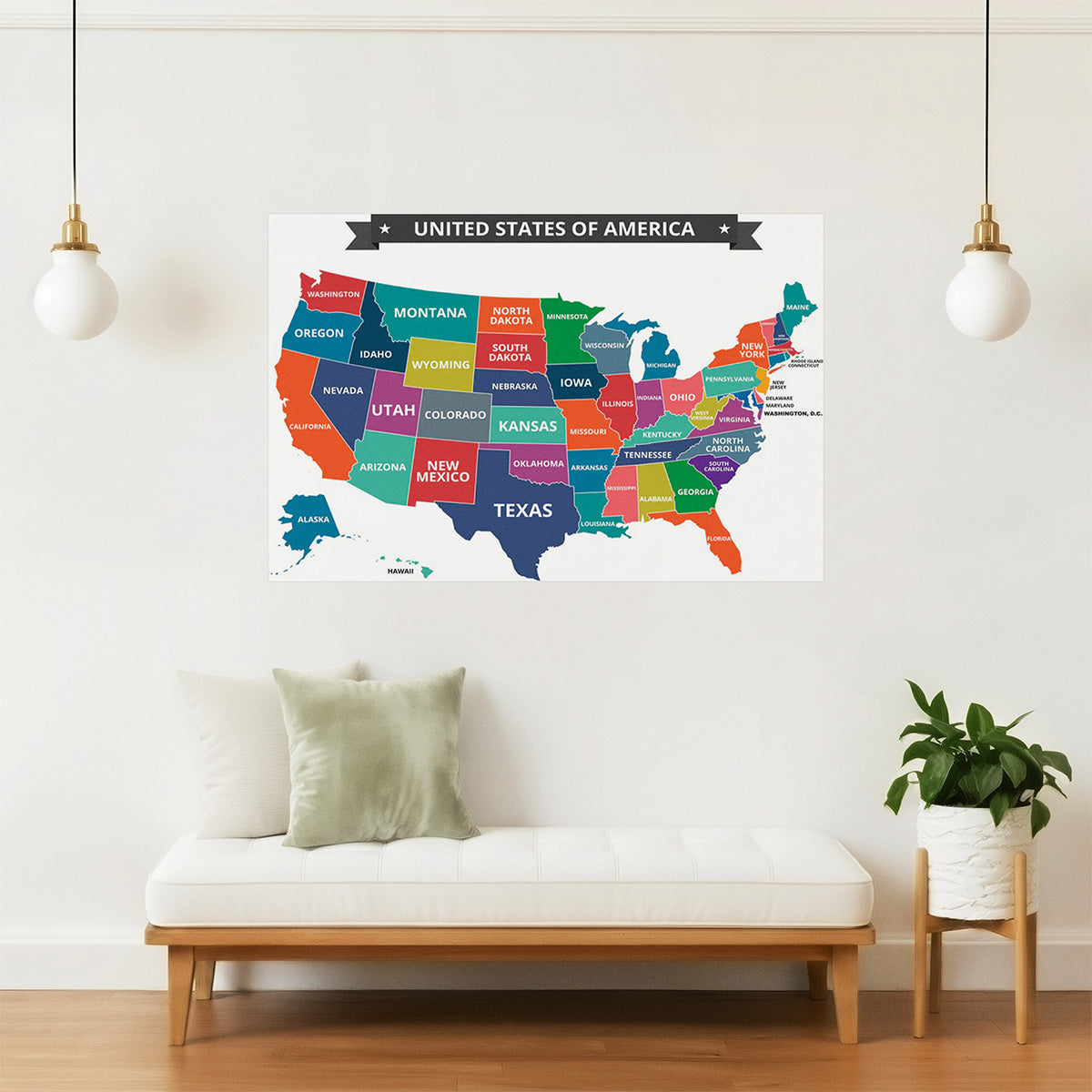 USA Map | Classic Educational United States Classroom Map Poster