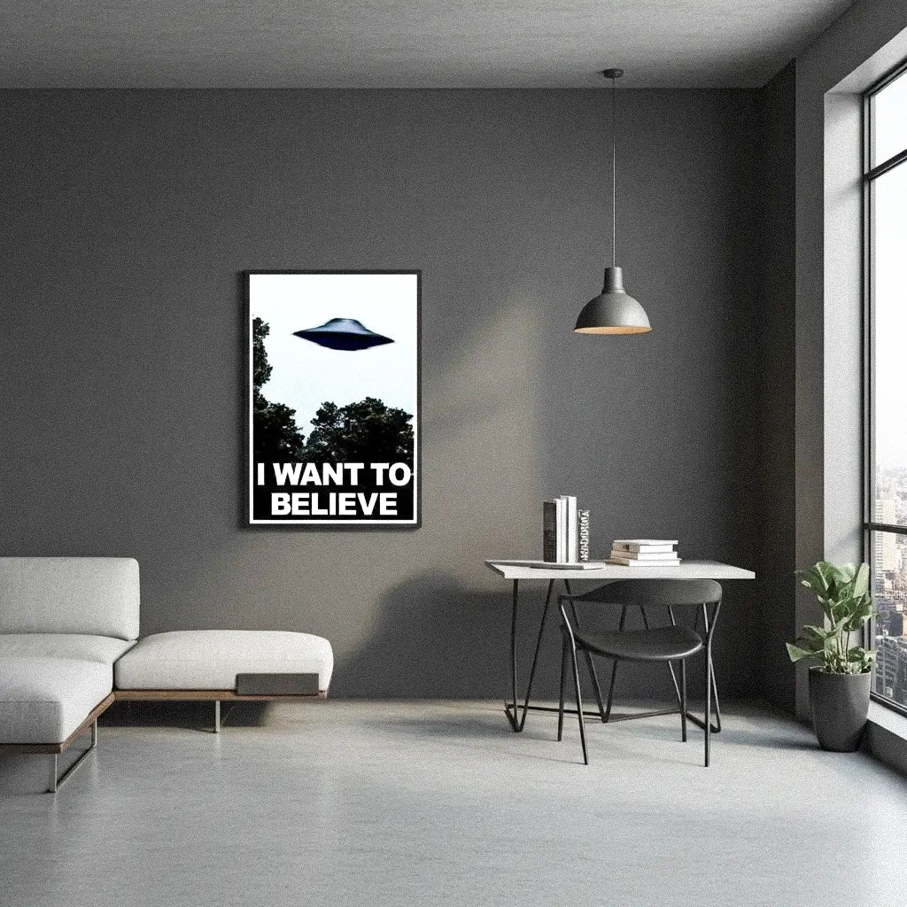 "I Want To Believe" UFO | Alien Conspiracy Poster | Sci-Fi Wall Art