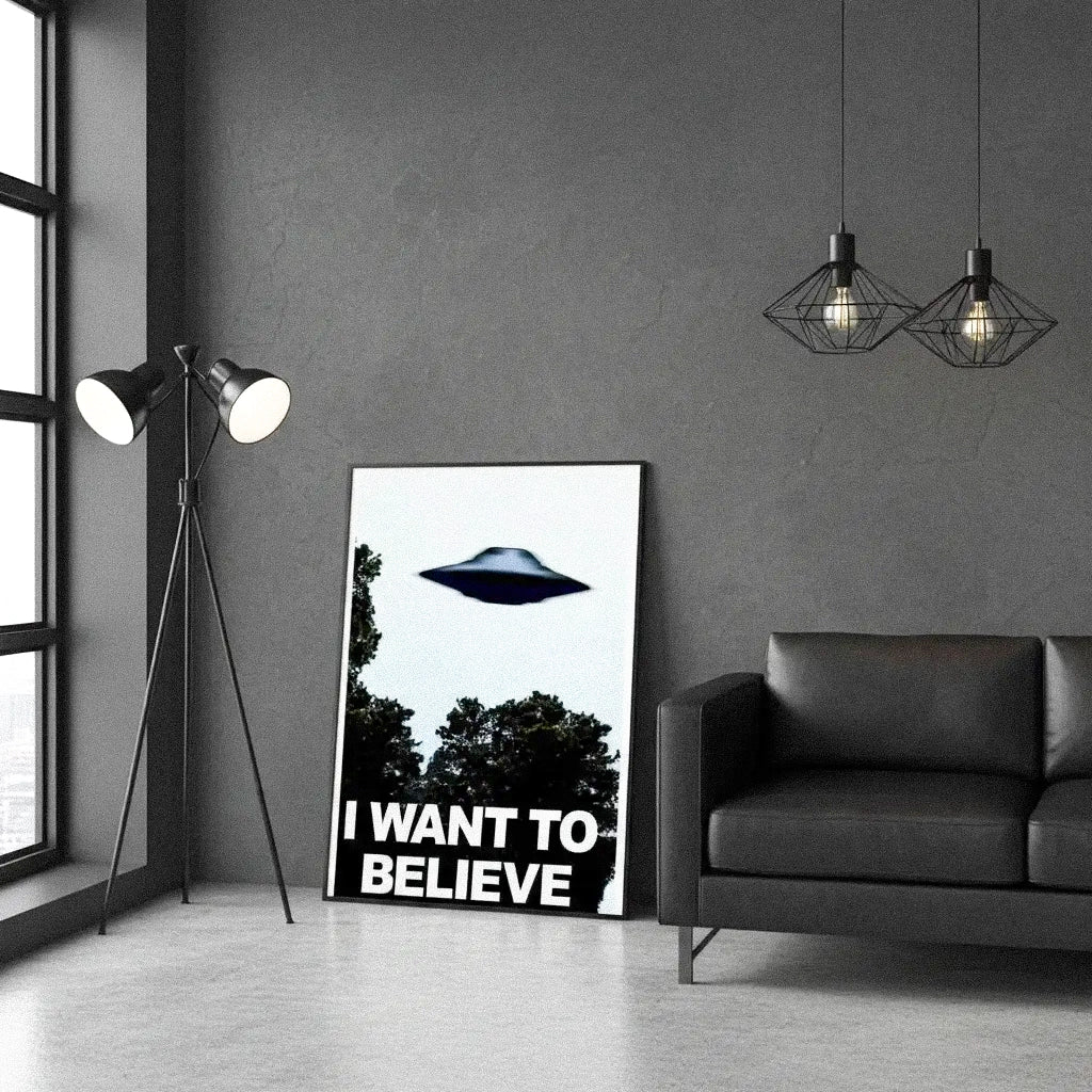 "I Want To Believe" UFO | Alien Conspiracy Poster | Sci-Fi Wall Art