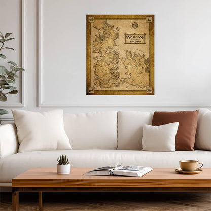 Map of Westeros from Game of Thrones | Vintage Fantasy Map | House Sigils Art Poster