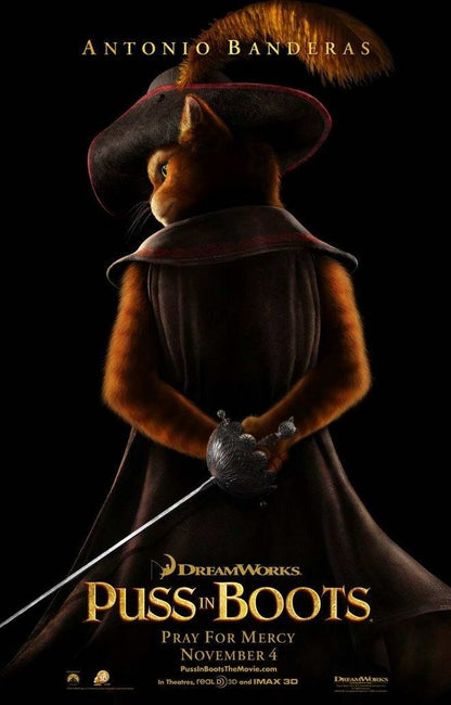 Puss in Boots 2011 | Antonio Banderas Pray for Mercy | Animated Movie Poster - Movies & TV Poster