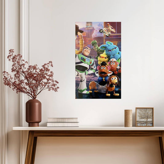 Toy Story 4 Cast of Characters | Buzz Lightyear & Friends Art Print | Animated Movie Poster - Movies & TV Poster