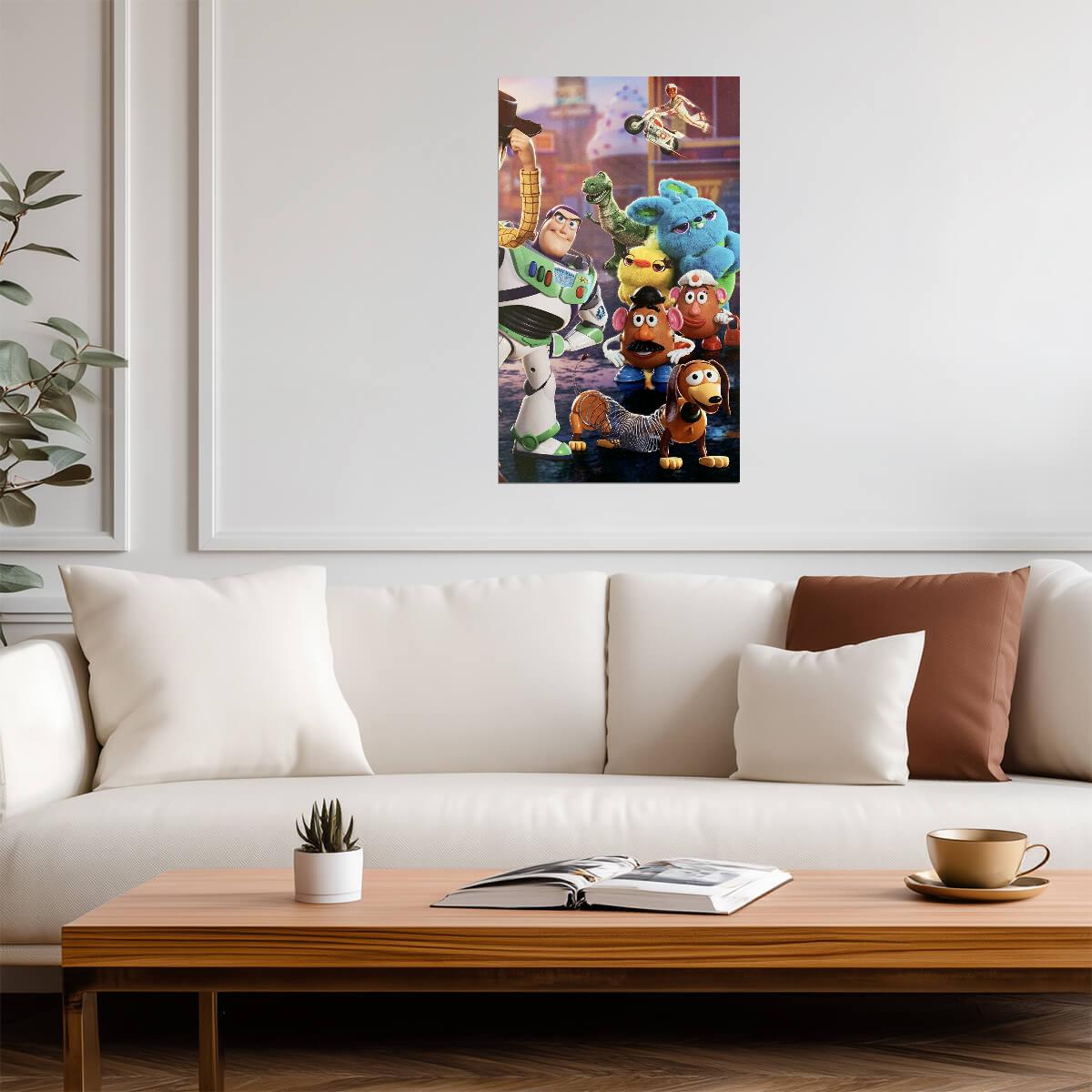 Toy Story 4 Cast of Characters | Buzz Lightyear & Friends Art Print | Animated Movie Poster - Movies & TV Poster
