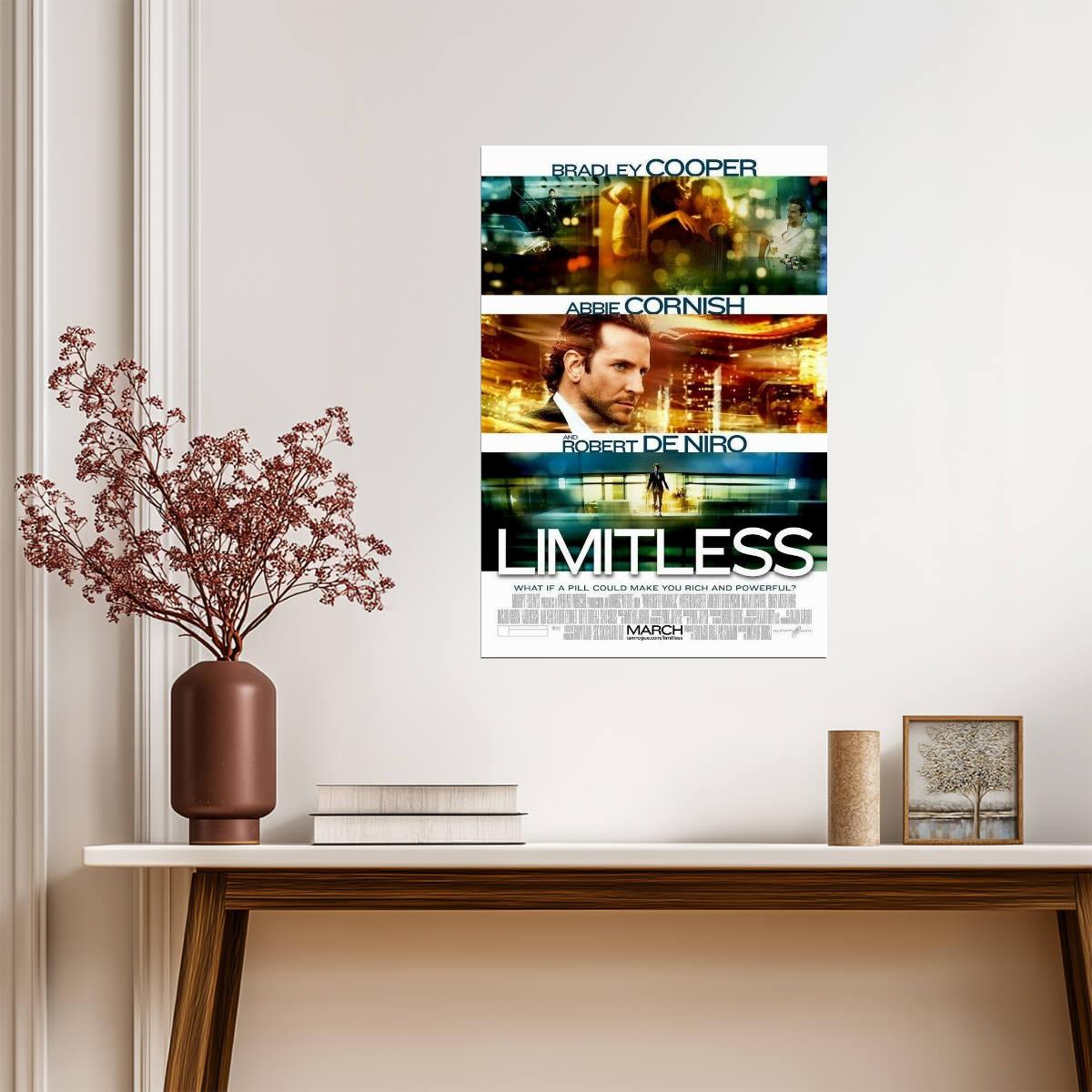 Limitless Bradley Cooper & Robert De Niro | Sci-Fi Thriller Poster | Mind-Bending Movie Art - Movies & TV Poster