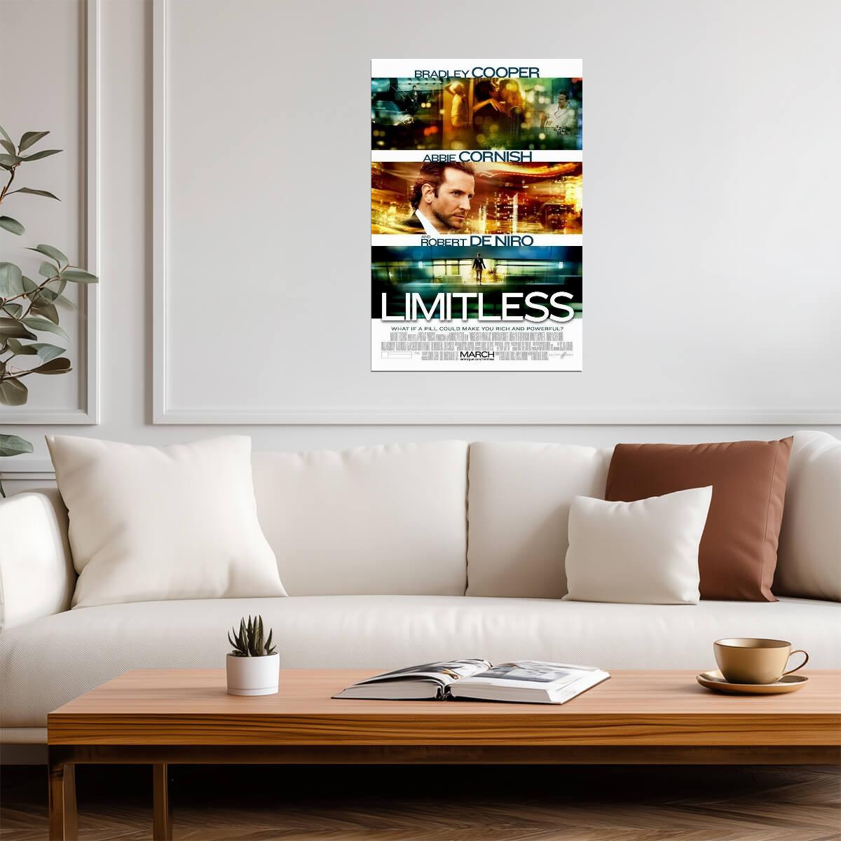 Limitless Bradley Cooper & Robert De Niro | Sci-Fi Thriller Poster | Mind-Bending Movie Art - Movies & TV Poster