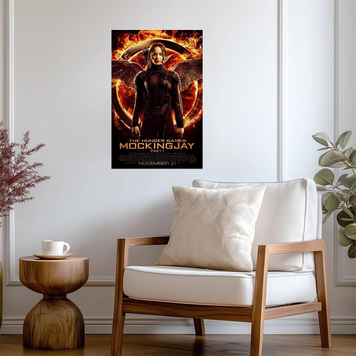 The Hunger Games Mockingjay Part 1 | Jennifer Lawrence as Katniss Everdeen | Dystopian Sci-Fi Movie Poster - Movies & TV Poster