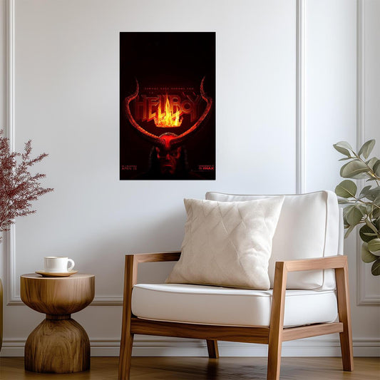 Hellboy Horns & Flaming Crown Logo | 2019 Movie Poster | Dark Fantasy Wall Art - Movies & TV Poster