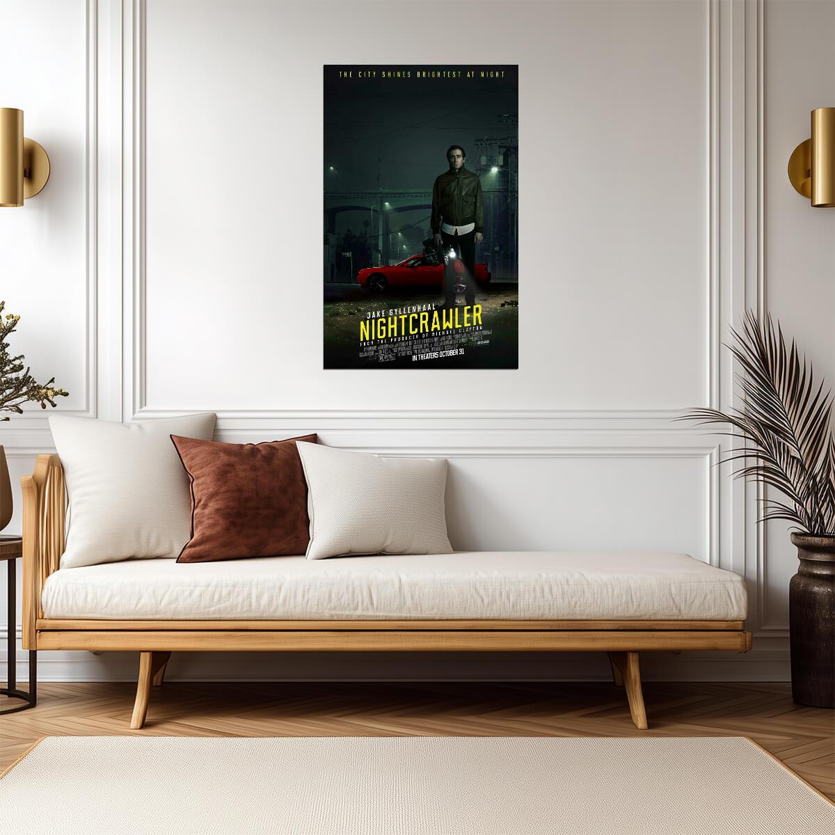 Nightcrawler Jake Gyllenhaal | Neo-Noir Thriller Movie Poster | Gritty Los Angeles Film Art - Movies & TV Poster