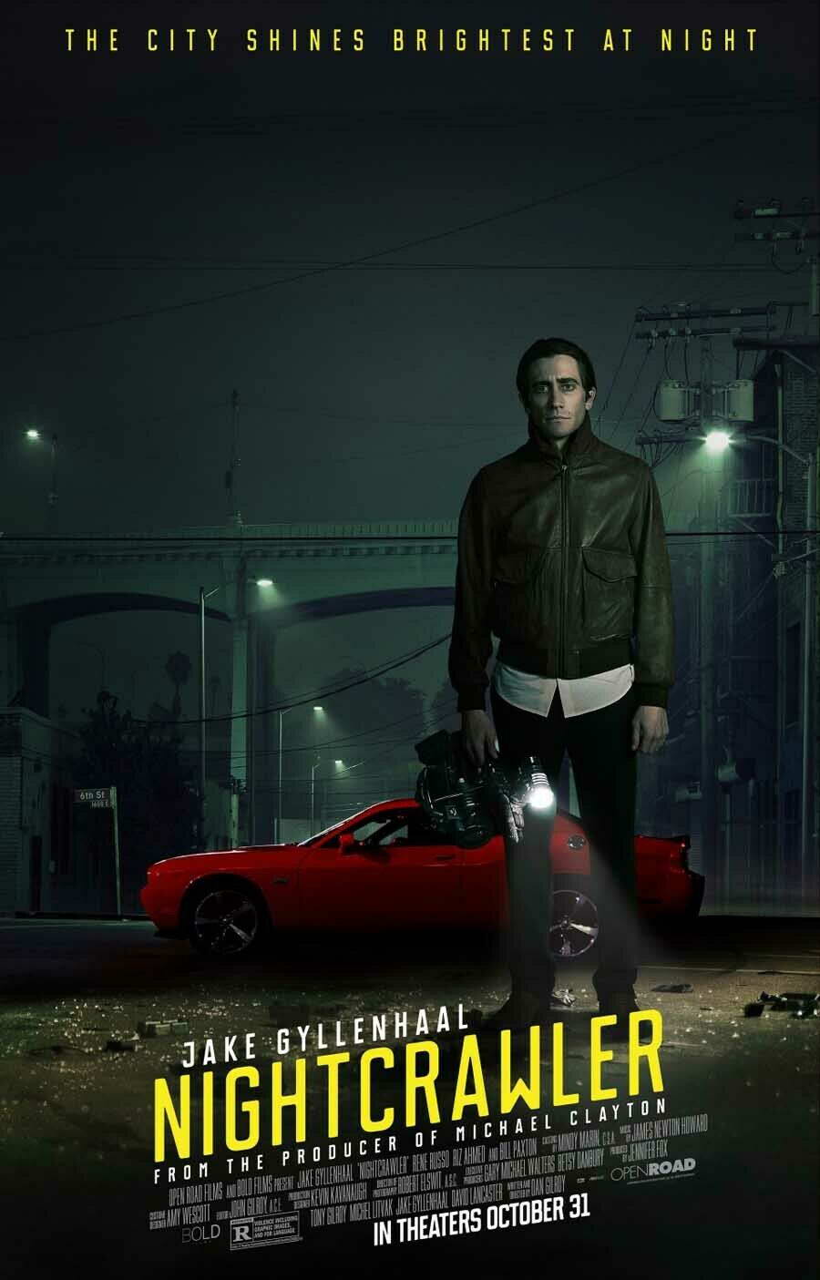 Nightcrawler Jake Gyllenhaal | Neo-Noir Thriller Movie Poster | Gritty Los Angeles Film Art - Movies & TV Poster