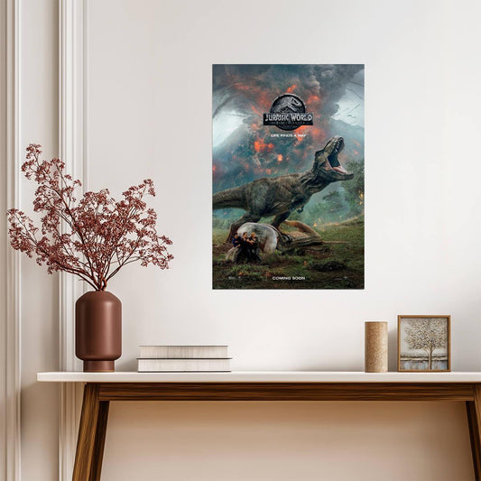 Jurassic World Fallen Kingdom | Dinosaur Action Movie Poster | Prehistoric Escape Film Art - Movies & TV Poster