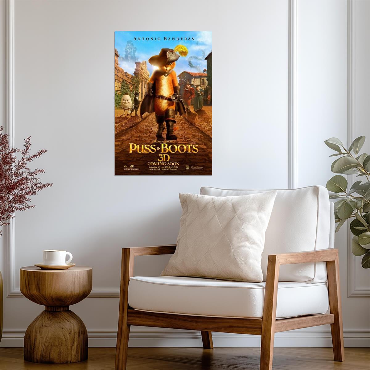 Puss in Boots Antonio Banderas | Animated Adventure Comedy Poster | Spin-Off Movie Art - Movies & TV Poster