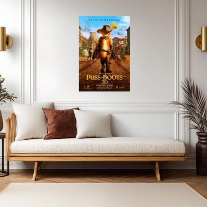 Puss in Boots Antonio Banderas | Animated Adventure Comedy Poster | Spin-Off Movie Art - Movies & TV Poster