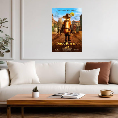 Puss in Boots Antonio Banderas | Animated Adventure Comedy Poster | Spin-Off Movie Art - Movies & TV Poster
