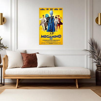 Megamind 2010 Movie | Animated Superhero Comedy Poster | DreamWorks Villain Hero Art - Movies & TV Poster