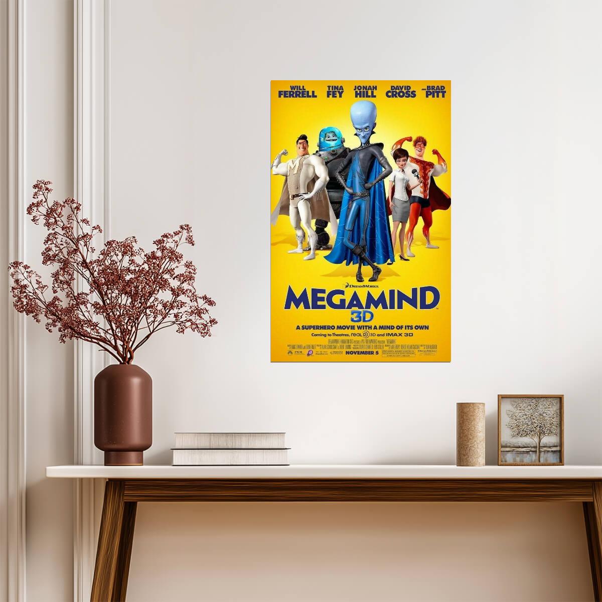 Megamind 2010 Movie | Animated Superhero Comedy Poster | DreamWorks Villain Hero Art - Movies & TV Poster