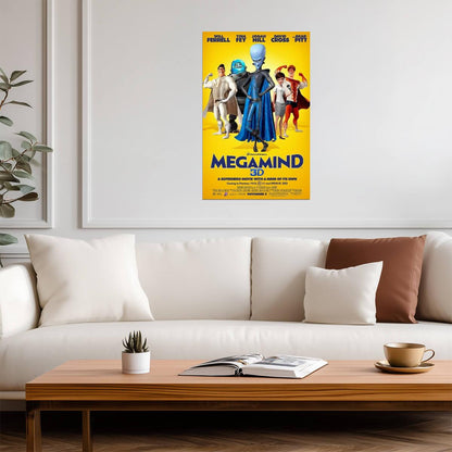 Megamind 2010 Movie | Animated Superhero Comedy Poster | DreamWorks Villain Hero Art - Movies & TV Poster
