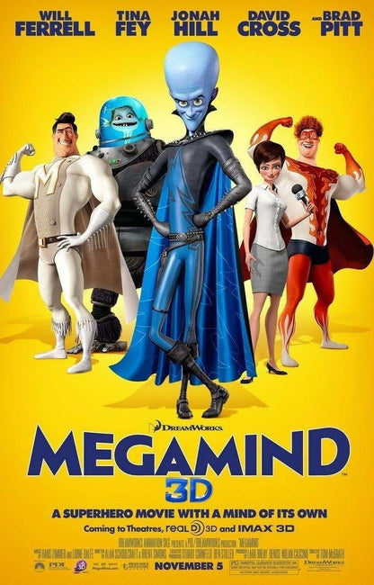 Megamind 2010 Movie | Animated Superhero Comedy Poster | DreamWorks Villain Hero Art - Movies & TV Poster