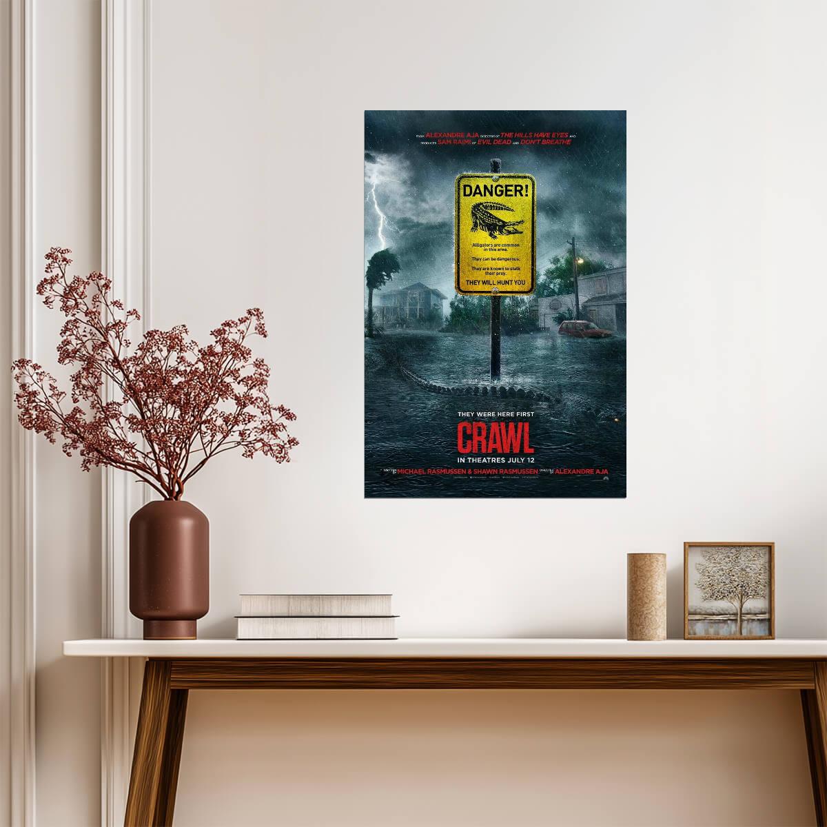 Crawl Kaya Scodelario | Alligator Horror Movie Poster | Natural Disaster Film Art - Movies & TV Poster
