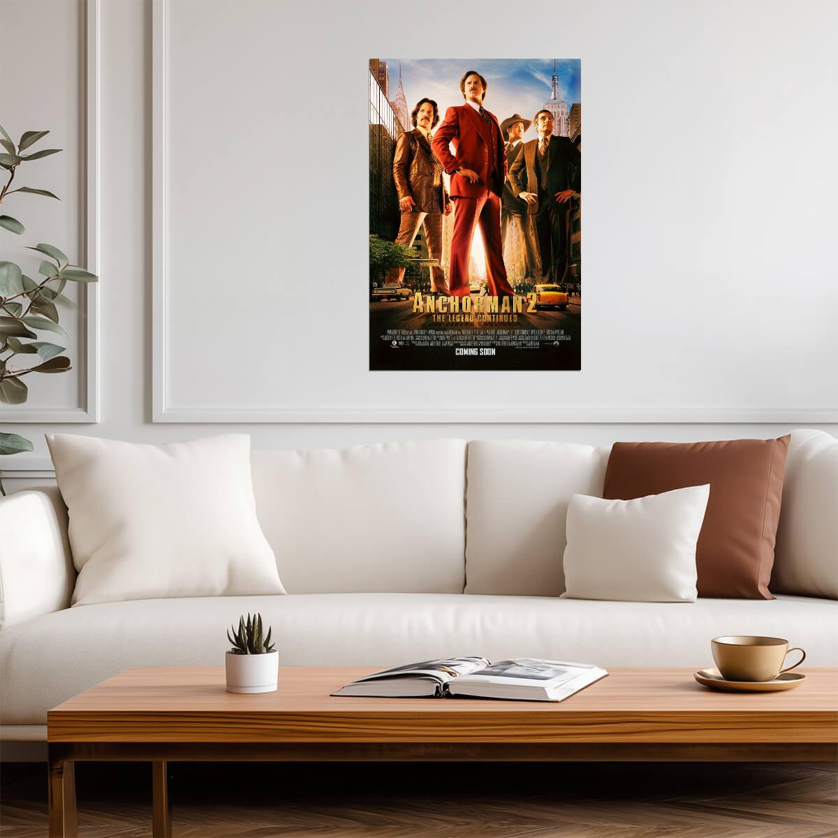 Anchorman 2 The Legend Continues | Will Ferrell Comedy Poster | Funny Movie Wall Art - Movies & TV Poster