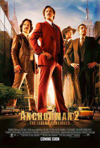 Anchorman 2 The Legend Continues | Will Ferrell Comedy Poster | Funny Movie Wall Art - Movies & TV Poster