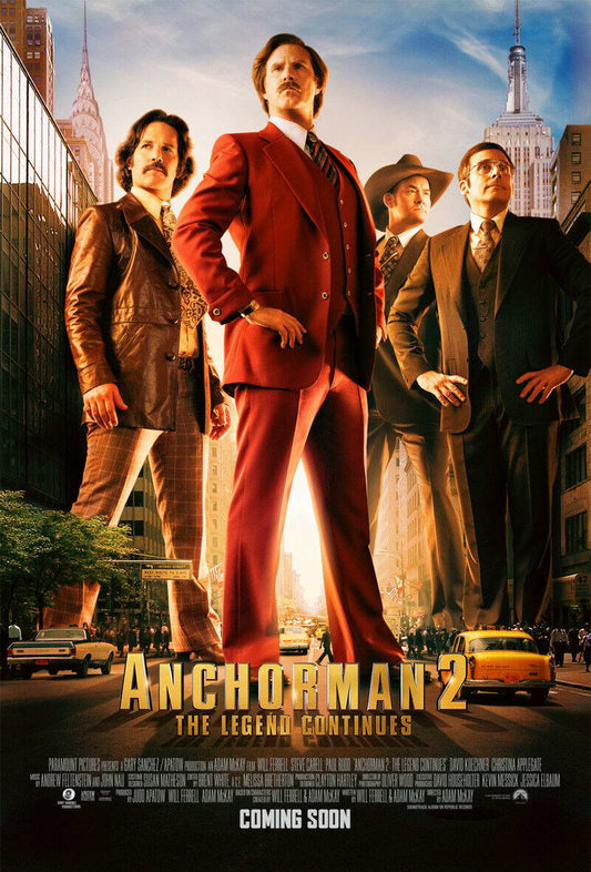 Anchorman 2 The Legend Continues | Will Ferrell Comedy Poster | Funny Movie Wall Art - Movies & TV Poster
