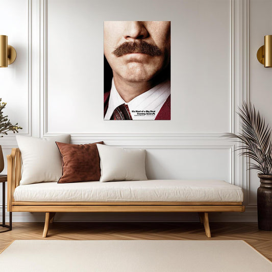 Anchorman 2 Ron Burgundy Mustache Close-Up | Will Ferrell Comedy Poster | Funny Movie Art - Movies & TV Poster