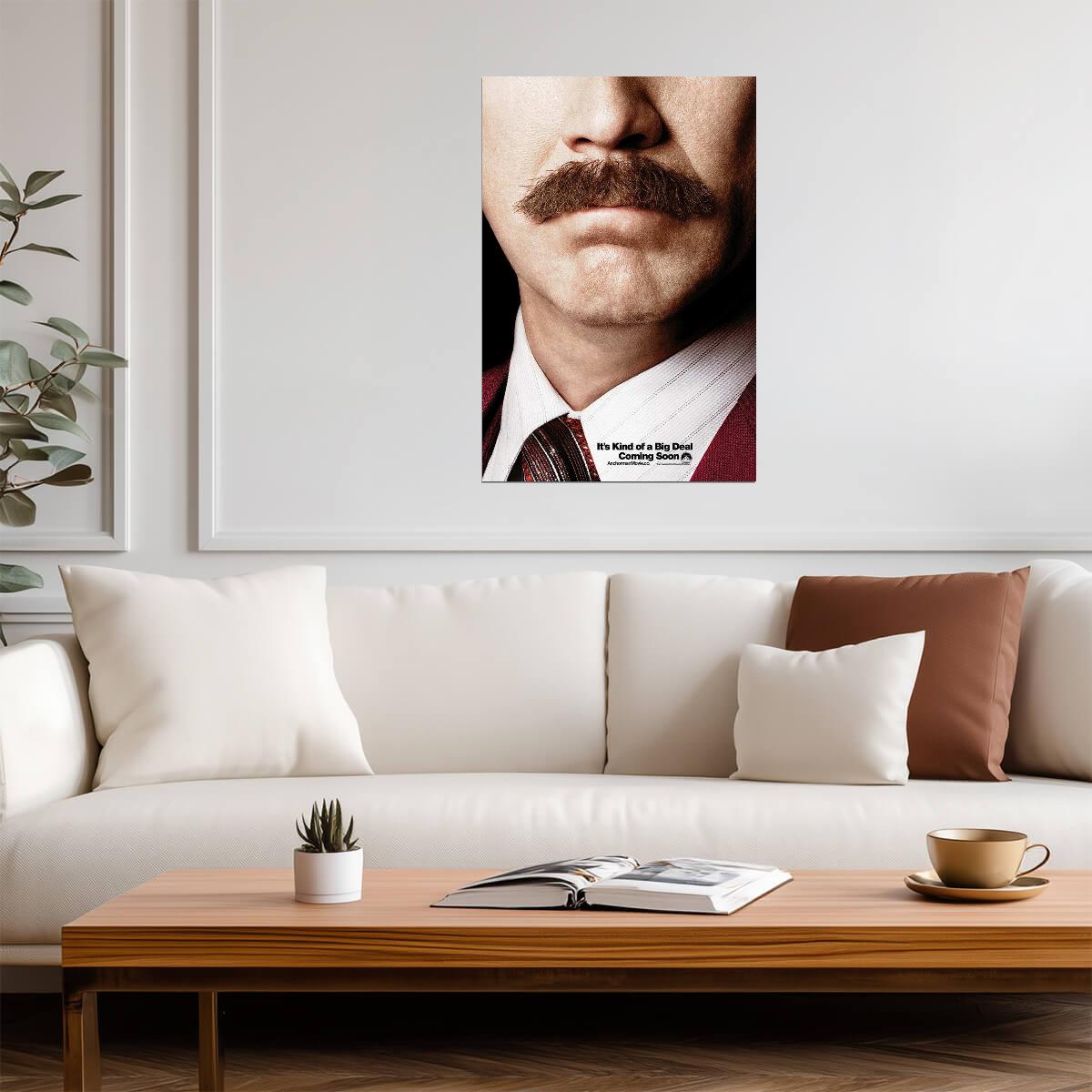 Anchorman 2 Ron Burgundy Mustache Close-Up | Will Ferrell Comedy Poster | Funny Movie Art - Movies & TV Poster