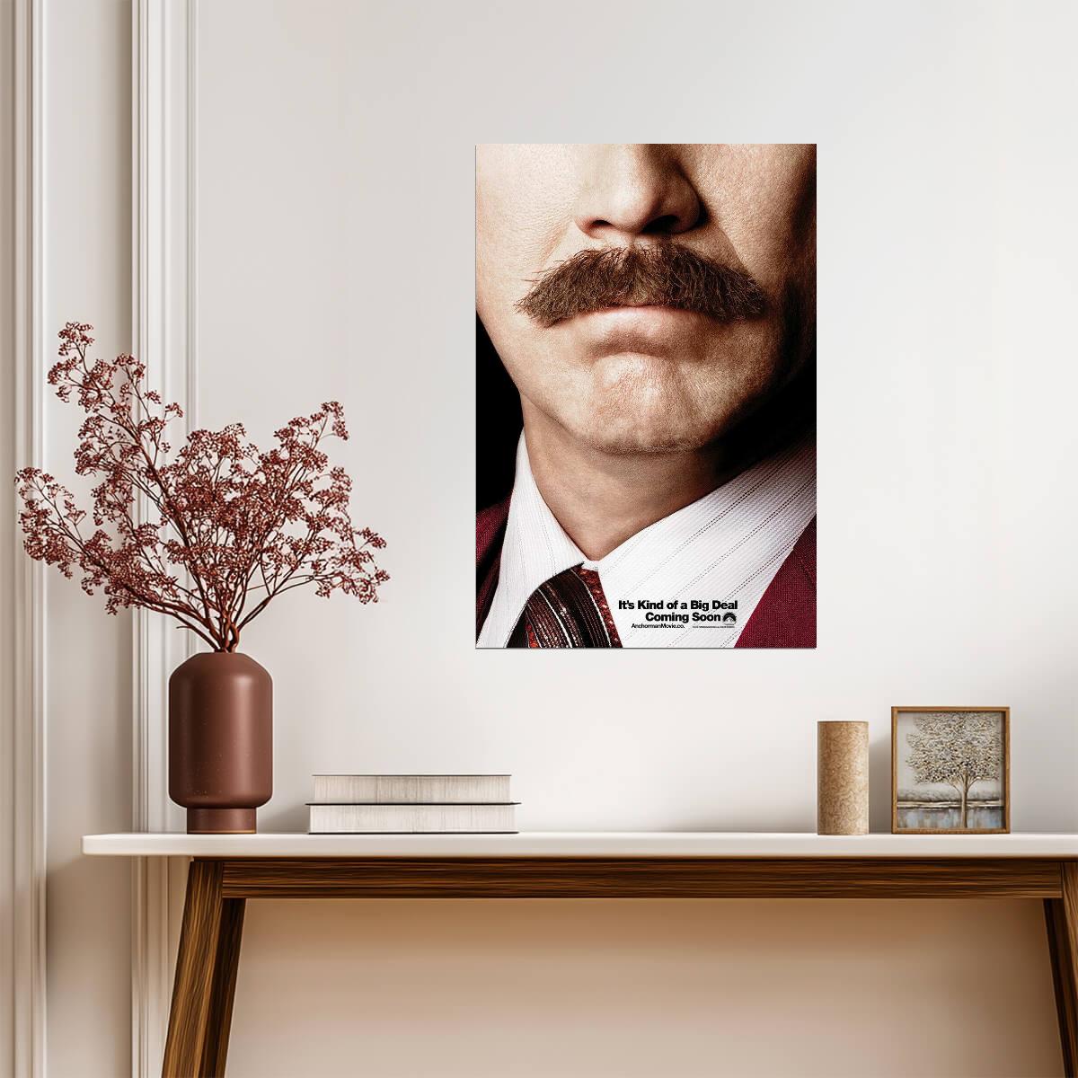Anchorman 2 Ron Burgundy Mustache Close-Up | Will Ferrell Comedy Poster | Funny Movie Art - Movies & TV Poster