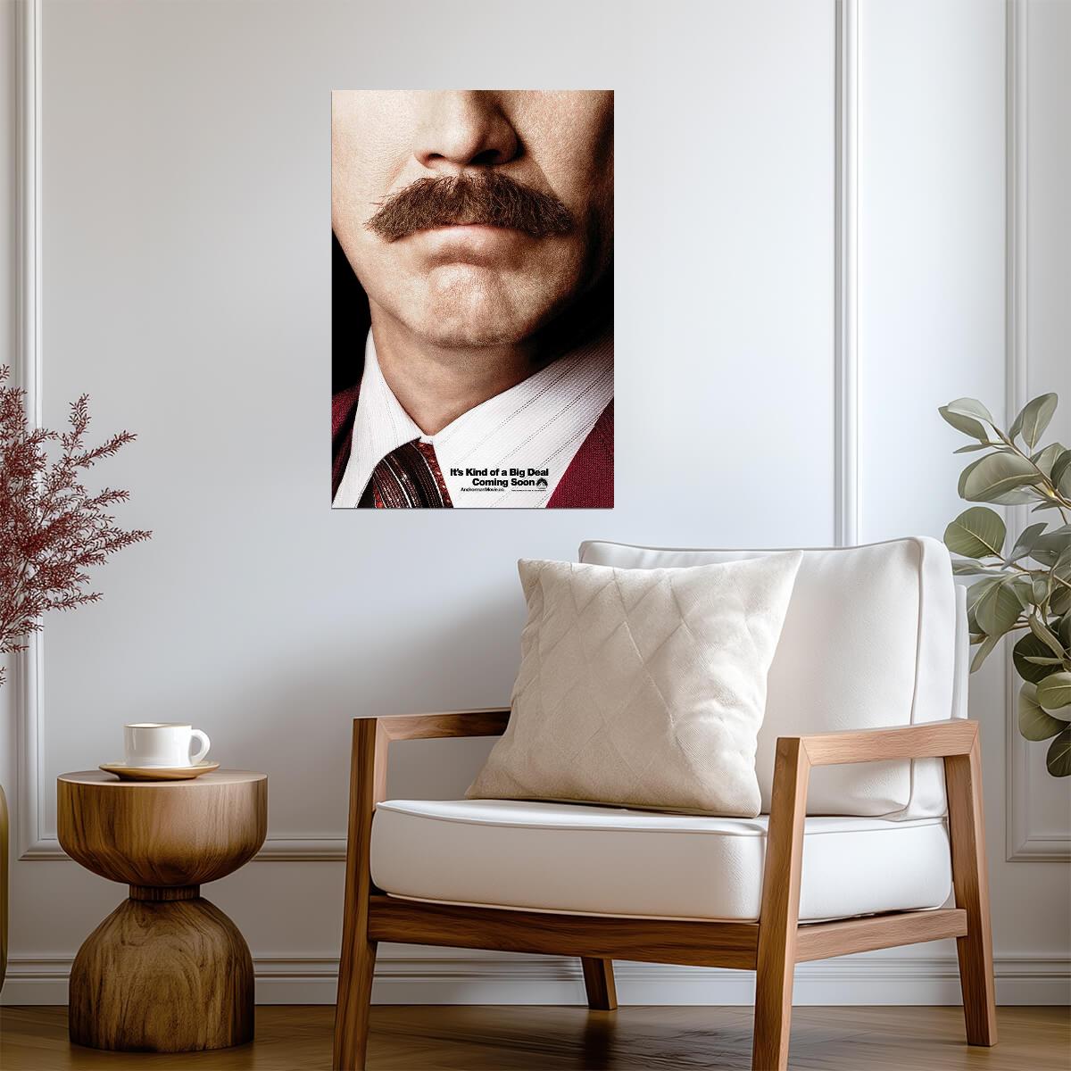Anchorman 2 Ron Burgundy Mustache Close-Up | Will Ferrell Comedy Poster | Funny Movie Art - Movies & TV Poster