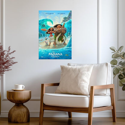 Moana Dwayne Johnson & Aulii Cravalho | Animated Musical Poster | Polynesian Adventure Art - Movies & TV Poster