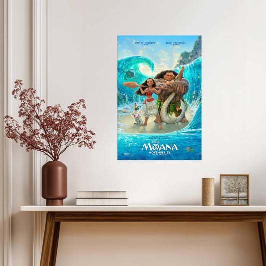 Moana Dwayne Johnson & Aulii Cravalho | Animated Musical Poster | Polynesian Adventure Art - Movies & TV Poster
