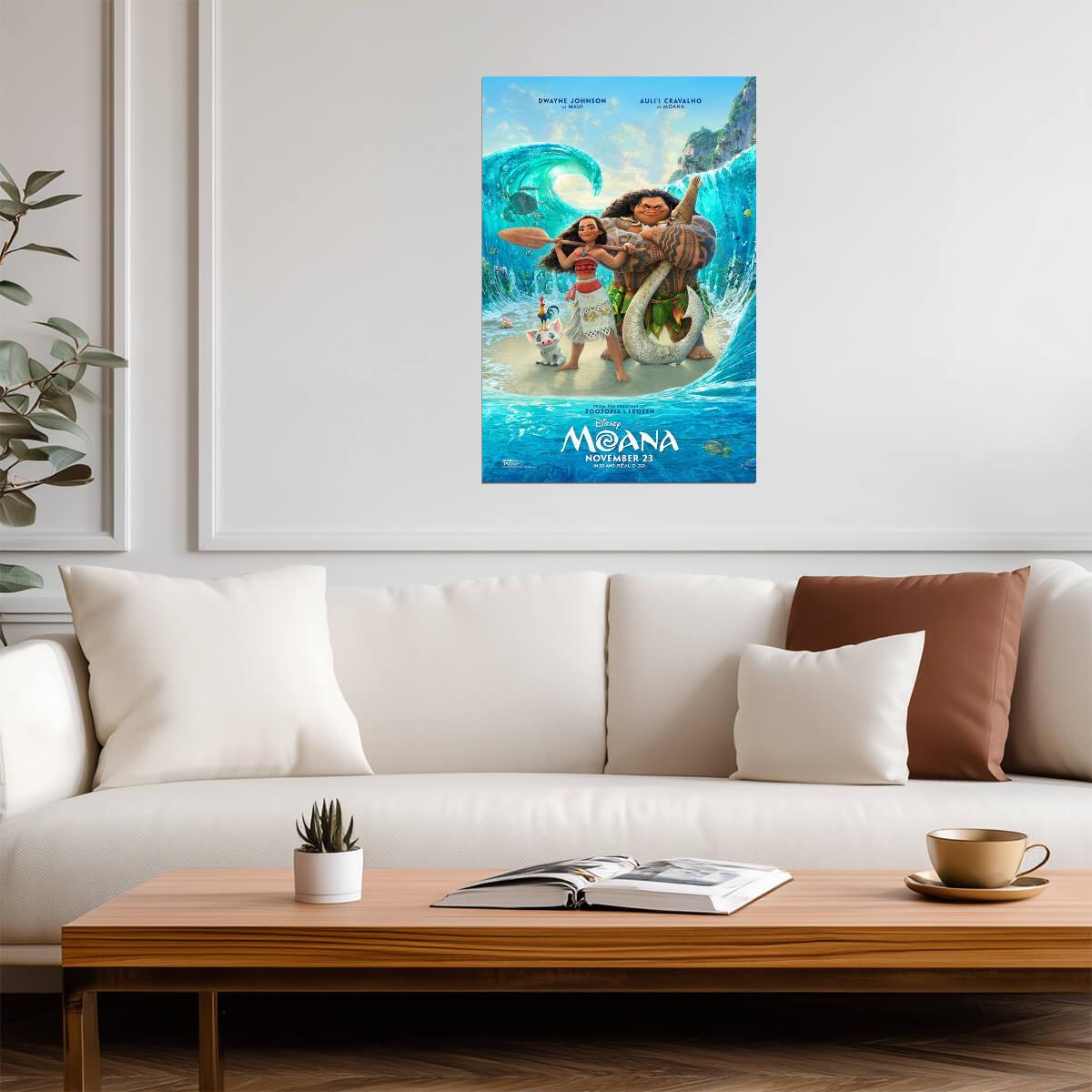 Moana Dwayne Johnson & Aulii Cravalho | Animated Musical Poster | Polynesian Adventure Art - Movies & TV Poster