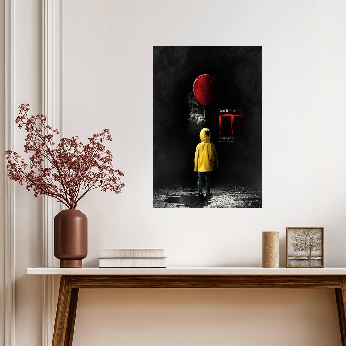 It 2017 Movie You'll Float Too Quote | Pennywise & Georgie Poster | Stephen King Horror Art - Movies & TV Poster