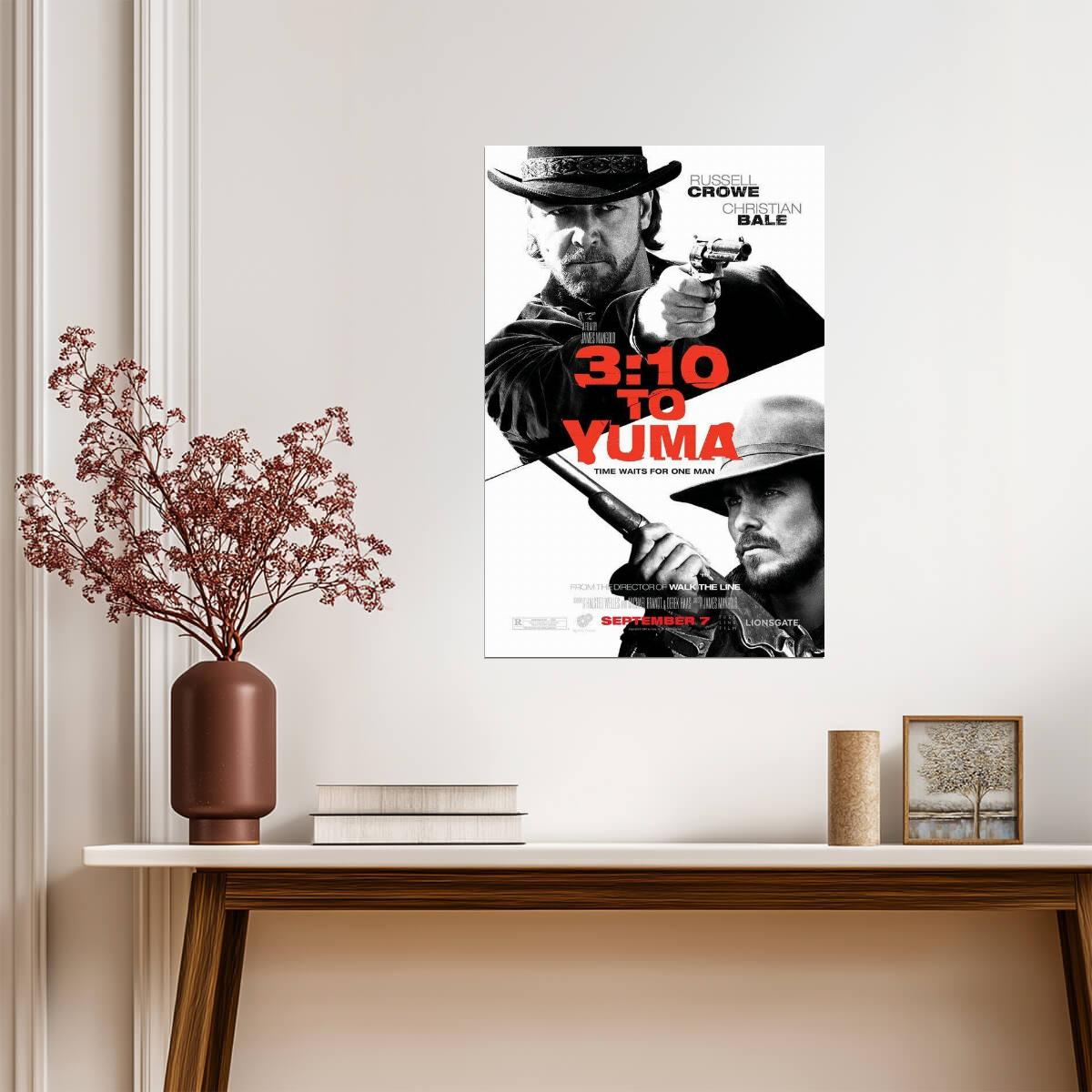 3 10 to Yuma | Russell Crowe & Christian Bale | Western Movie Remake Poster - Movies & TV Poster