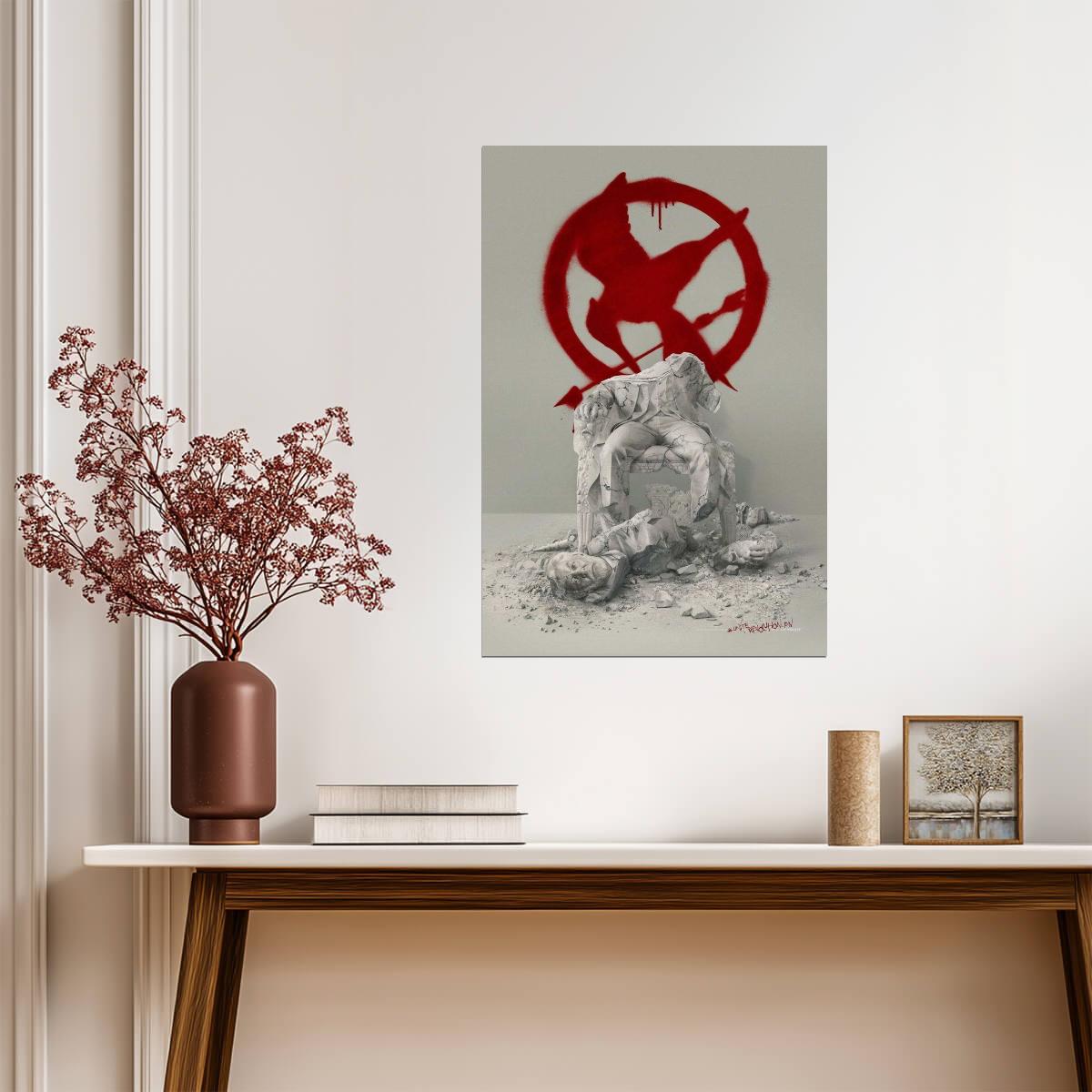 The Hunger Games Mockingjay Part 2 | Destroyed President Snow Statue | Revolution Propaganda Poster - Movies & TV Poster
