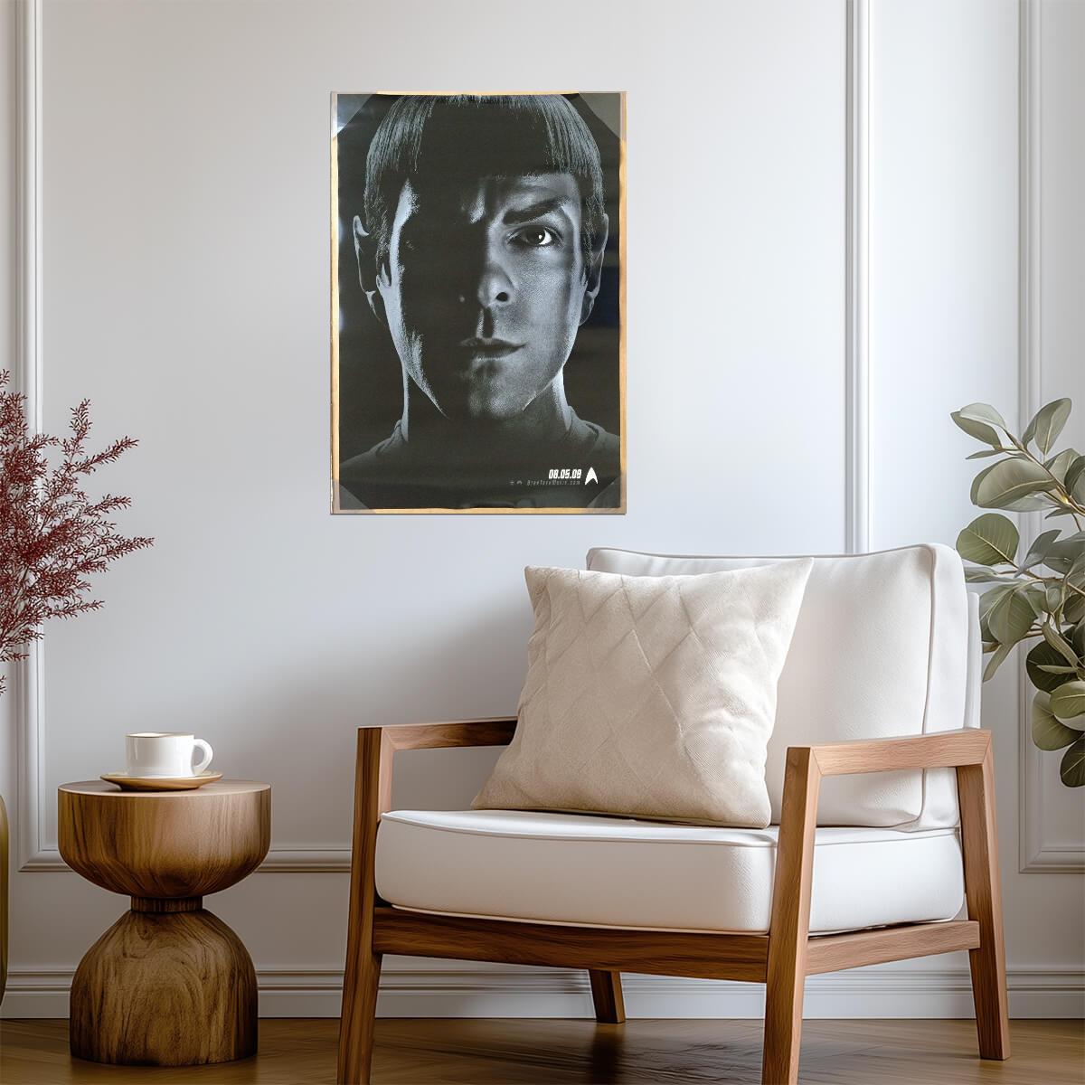 Star Trek 2009 | Zachary Quinto as Spock | Black and White Portrait Poster - Movies & TV Poster