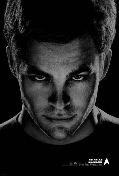 Star Trek 2009 | Chris Pine as Captain Kirk | Black and White Portrait Poster - Movies & TV Poster
