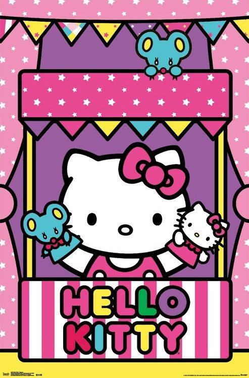 Hello Kitty Puppet Show | Anime Character Art | Cute Kids Room Poster - For Kids Poster
