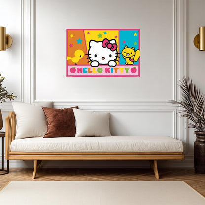 Peeking Kitty | Hello Character Art | Cute Kids Wall Poster - For Kids Poster