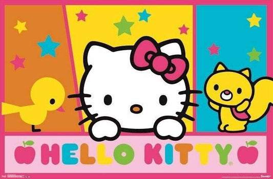 Peeking Kitty | Hello Character Art | Cute Kids Wall Poster - For Kids Poster