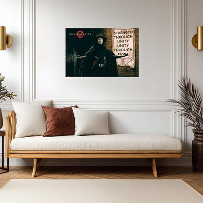 V for Vendetta | "Strength Through Unity" Quote | Guy Fawkes Mask Poster - Movies & TV Poster