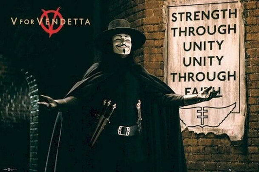 V for Vendetta | "Strength Through Unity" Quote | Guy Fawkes Mask Poster - Movies & TV Poster
